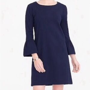 J Crew Navy Blue 100% Cotton Bell Sleeve Dress sz M